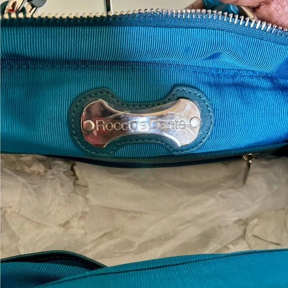 Firenze Teal Leather Shoulder Bag with Crossbody Strap - Picture 4 of 4